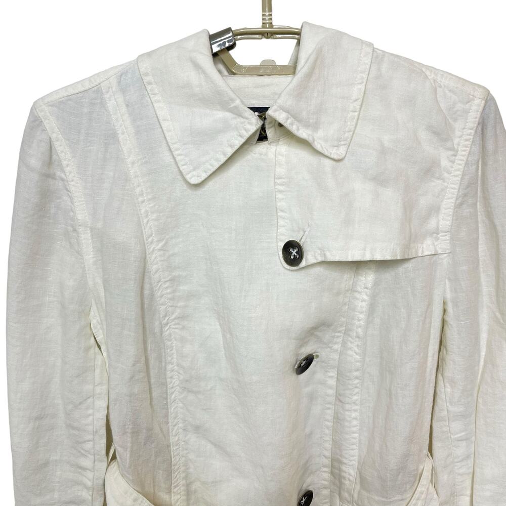 NWT Talbots White 100% Linen Utility Jacket Coat Military Style Womens Size 6 - Picture 3 of 11